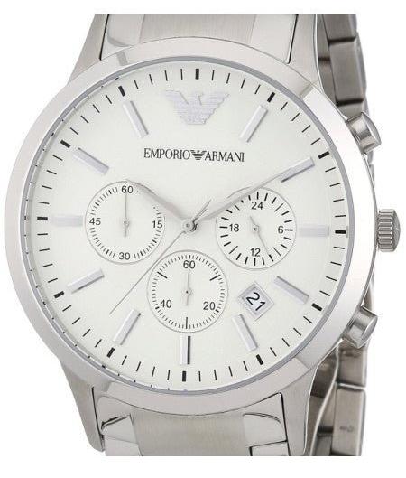 Emporio Armani Renato Chronograph Cream Dial Silver Steel Strap Watch For Men - AR2458 Buy Now By Emporio Armani