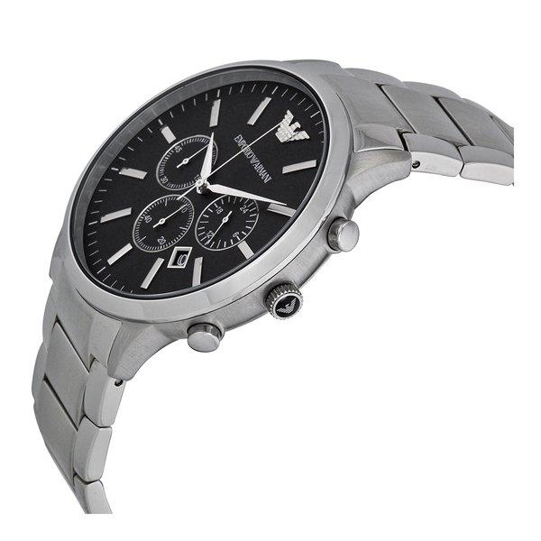 Emporio Armani Sportivo Chronograph Black Dial Silver Steel Strap Watch For Men - AR2460 Buy Now By Emporio Armani
