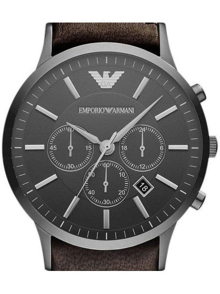 Emporio Armani Sportivo Black Dial Brown Leather Strap Watch For Men - AR2462 Buy Now By Emporio Armani