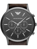 Emporio Armani Sportivo Black Dial Brown Leather Strap Watch For Men - AR2462 Buy Now By Emporio Armani