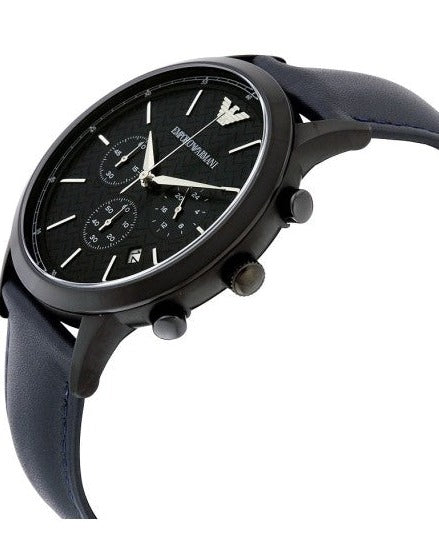 Emporio Armani Renato Chronograph Quartz Blue Dial Blue Leather Strap Watch For Men - AR2481 Buy Now By Emporio Armani