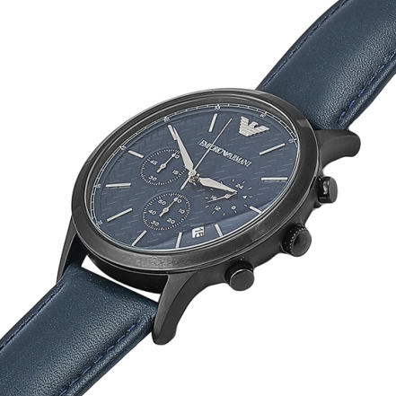 Emporio Armani Renato Chronograph Quartz Blue Dial Blue Leather Strap Watch For Men - AR2481 Buy Now By Emporio Armani