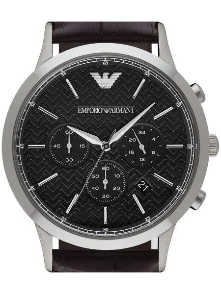 Emporio Armani Renato Chronograph Black Dial Brown Leather Strap Watch For Men - AR2482 Buy Now By Emporio Armani