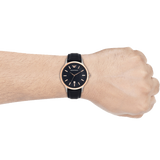 Emporio Armani Renato Analog Blue Dial Black Leather Strap Watch For Men - AR2506