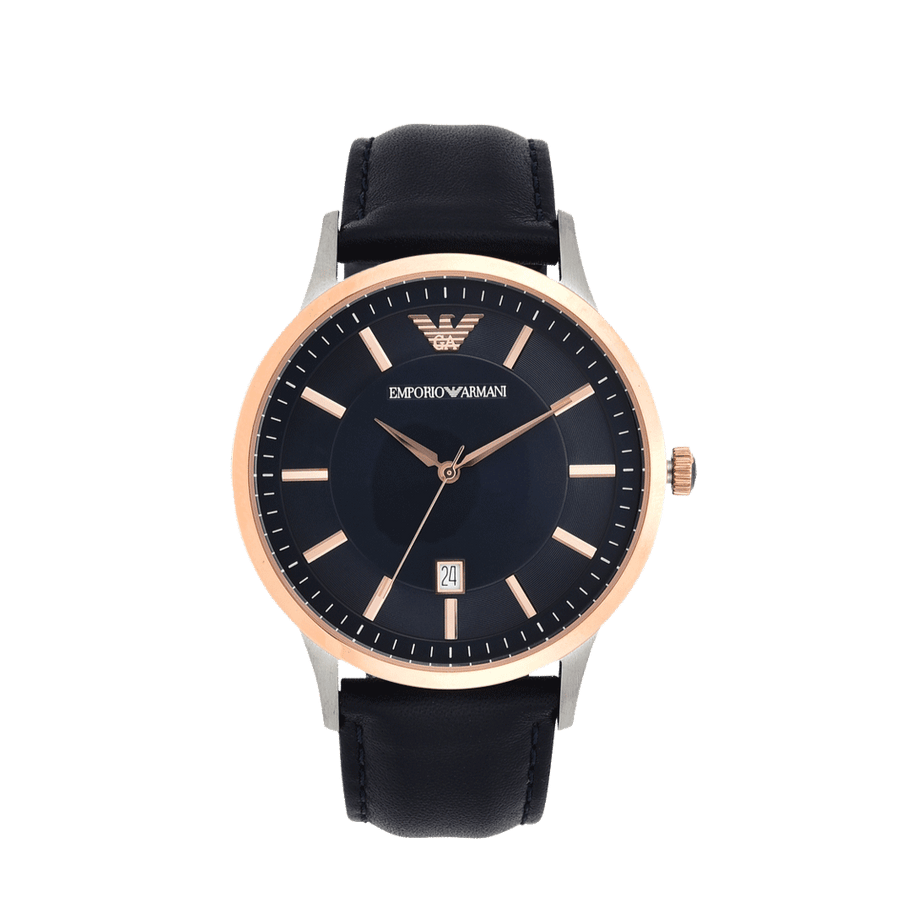Emporio Armani Renato Analog Blue Dial Black Leather Strap Watch For Men - AR2506 Buy Now By Emporio Armani