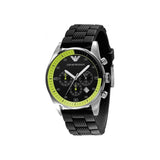 Emporio Armani Chronograph Black Dial Black Rubber Strap Watch For Men - AR5865 Buy Now By Emporio Armani