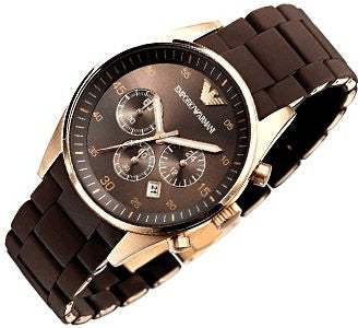 Emporio Armani Sportivo Chronograph Brown Dial Brown Silicone Strap Watch For Men - AR5891 Buy Now By Emporio Armani