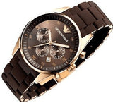 Emporio Armani Sportivo Chronograph Brown Dial Brown Silicone Strap Watch For Men - AR5891 Buy Now By Emporio Armani