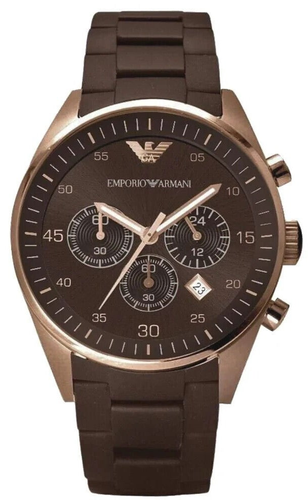 Emporio Armani Sportivo Chronograph Brown Dial Brown Silicone Strap Watch For Men - AR5891 Buy Now By Emporio Armani