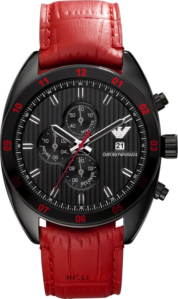 Emporio Armani Sportivo Chronograph Black Dial Red Leather Strap Watch For Men - AR5918 Buy Now By Emporio Armani
