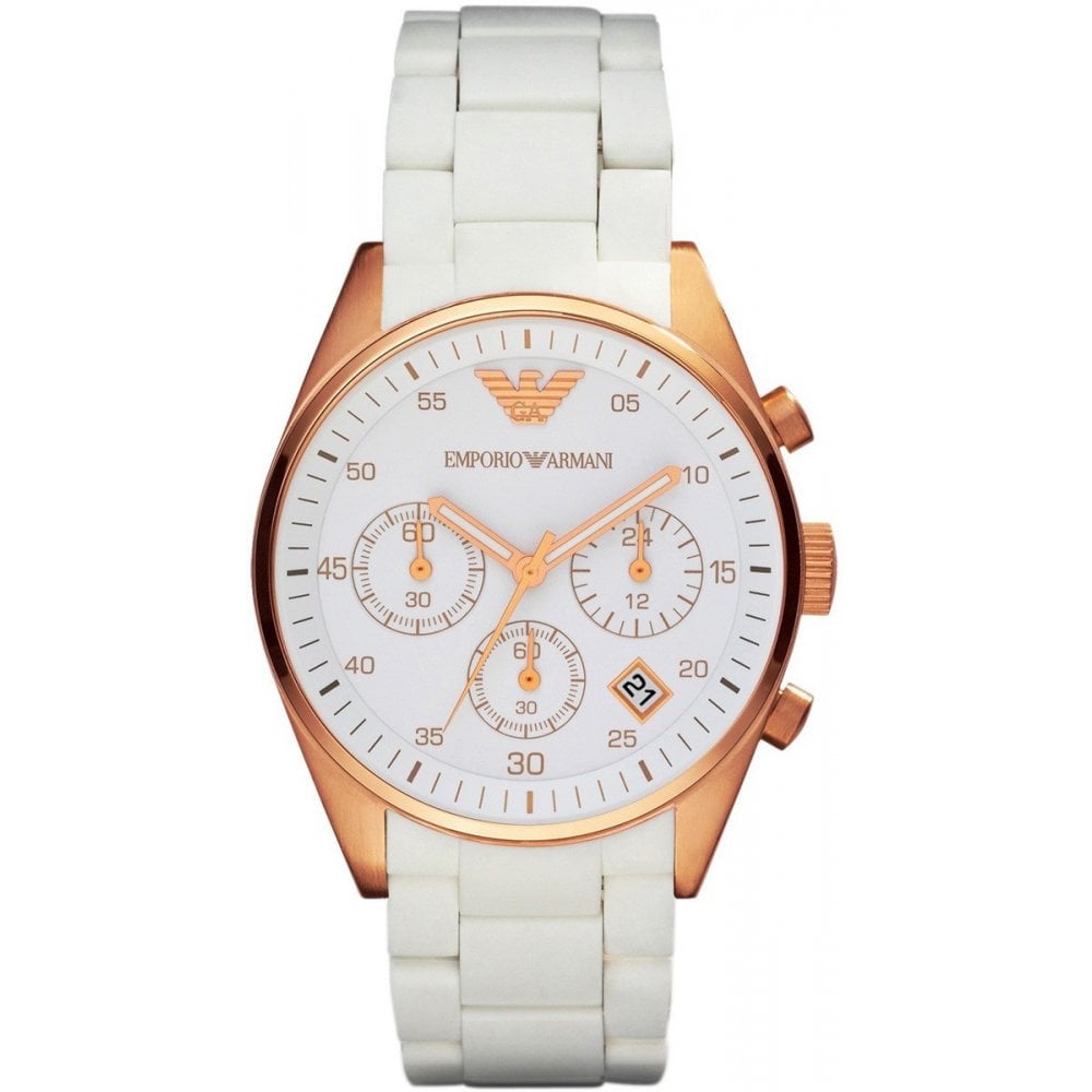 Emporio Armani Sportivo Silver Dial White Silicone Strap Watch For Women - AR5920 Buy Now By Emporio Armani