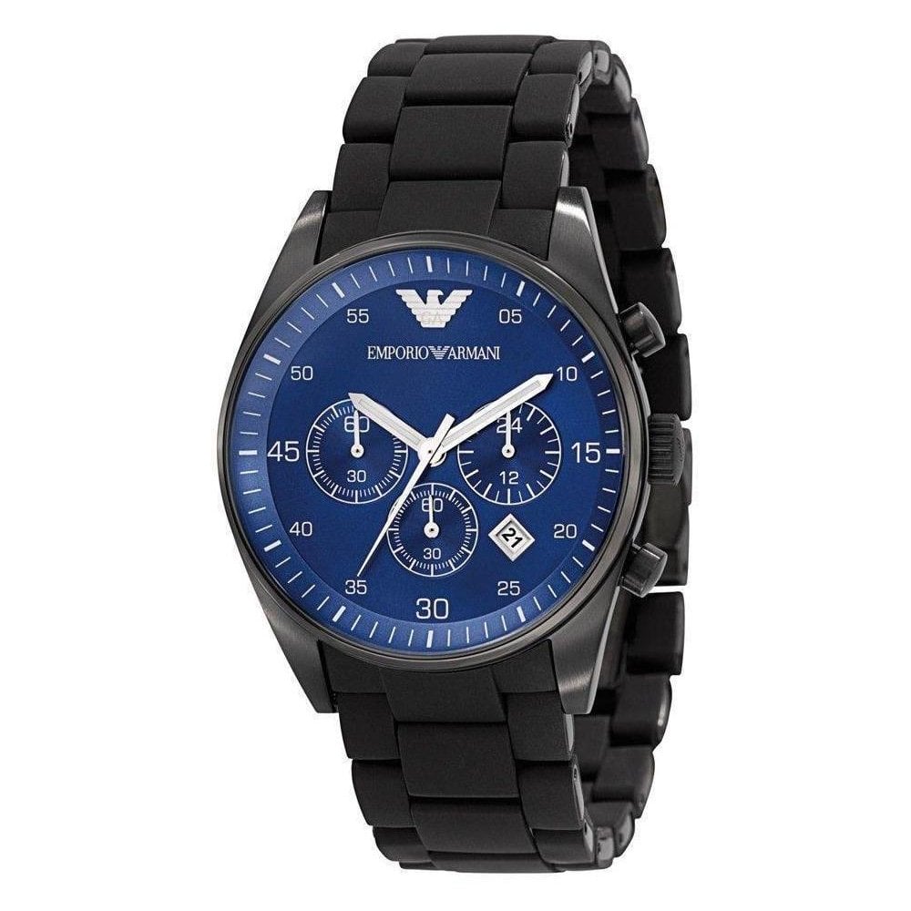 Emporio Armani Sportivo Chronograph Blue Dial Black Strap Watch For Men - AR5921 Buy Now By Emporio Armani