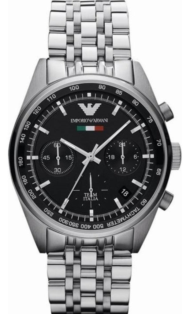 Emporio Armani Sportivo Chronograph Black Dial Silver Steel Strap Watch For Men - AR5984 Buy Now By Emporio Armani