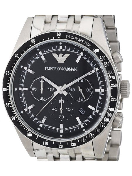 Emporio Armani Tazio Chronograph Black Dial Silver Steel Strap Watch For Men - AR5988 Buy Now By Emporio Armani