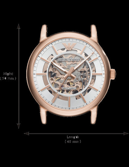 Emporio Armani Luigi Skeleton Silver Dial Black Leather Strap Watch For Men - AR60007 Buy Now By Emporio Armani