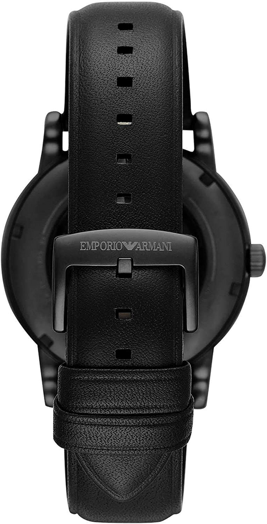Emporio Armani Meccanico Automatic Skeleton Dial Black Leather Strap Watch For Men - AR60008 Buy Now By Emporio Armani