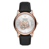 Emporio Armani Luigi Automatic Silver Dial Black Leather Strap Watch For Men - AR60013 Buy Now By Emporio Armani