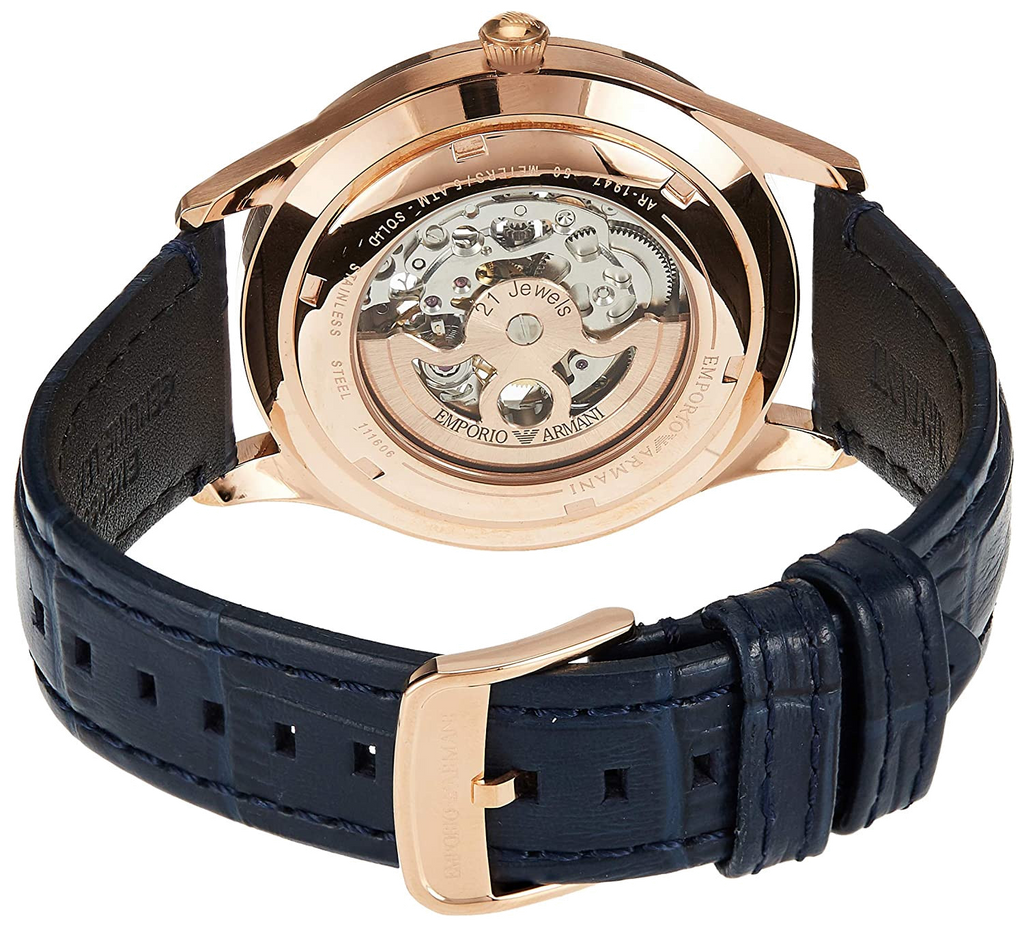 Emporio Armani Luigi Automatic Silver Dial Black Leather Strap Watch For Men - AR60013 Buy Now By Emporio Armani