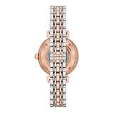 Emporio Armani Gianni T Bar Silver Skeleton Dial Two Tone Strap Watch For Women - AR1992 Buy Now By Emporio Armani