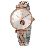 Emporio Armani Gianni T-Bar Analog White Dial Two Tone Steel Strap Watch For Women - AR60019 Buy Now By Emporio Armani
