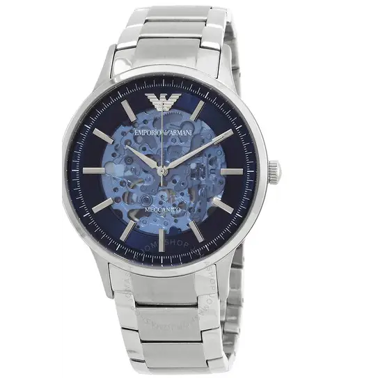 Emporio Armani Renato Automatic Blue Dial Silver Steel Strap Watch For Men - AR60037 Buy Now By Emporio Armani