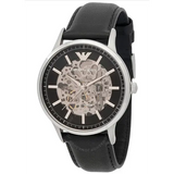 Emporio Armani Meccanico Skeleton Automatic Black Dial Black Leather Strap Watch for Men - AR60038 Buy Now By Emporio Armani