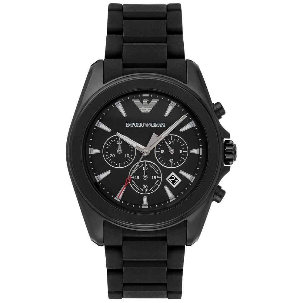 Emporio Armani Sportivo Chronograph Black Dial Black Silicone Strap Watch For Men - AR6092 Buy Now By Emporio Armani