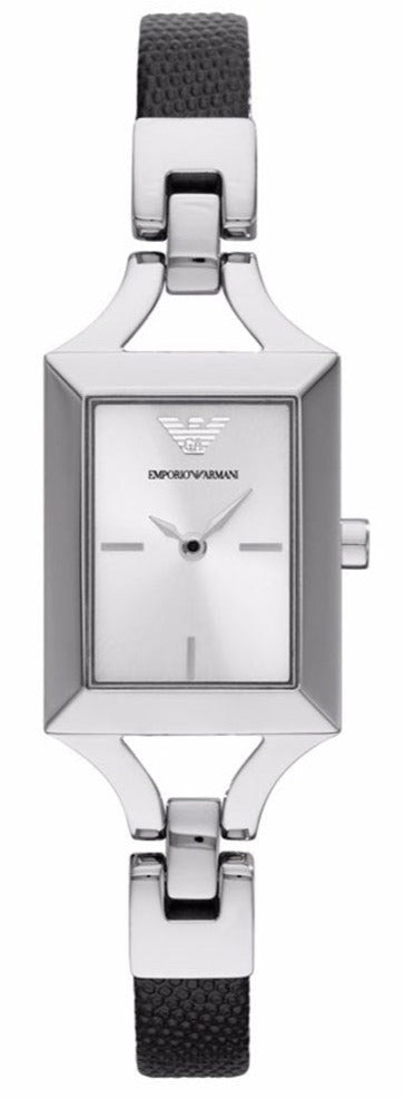 Emporio Armani Chiara Analog Silver Dial Black Leather Strap Watch For Women - AR7372 Buy Now By Emporio Armani