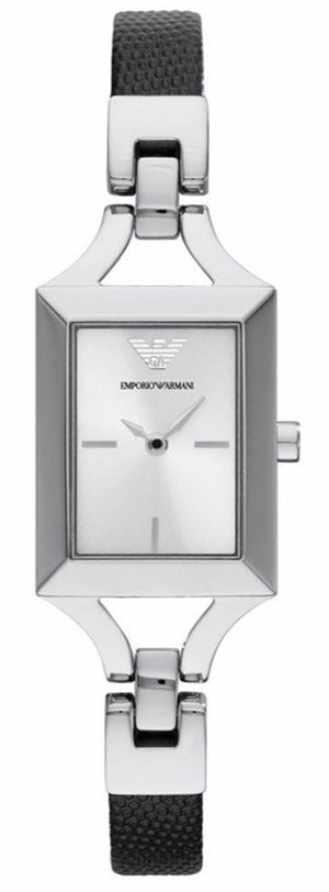 Emporio Armani Chiara Analog Silver Dial Black Leather Strap Watch For Women - AR7372 Buy Now By Emporio Armani