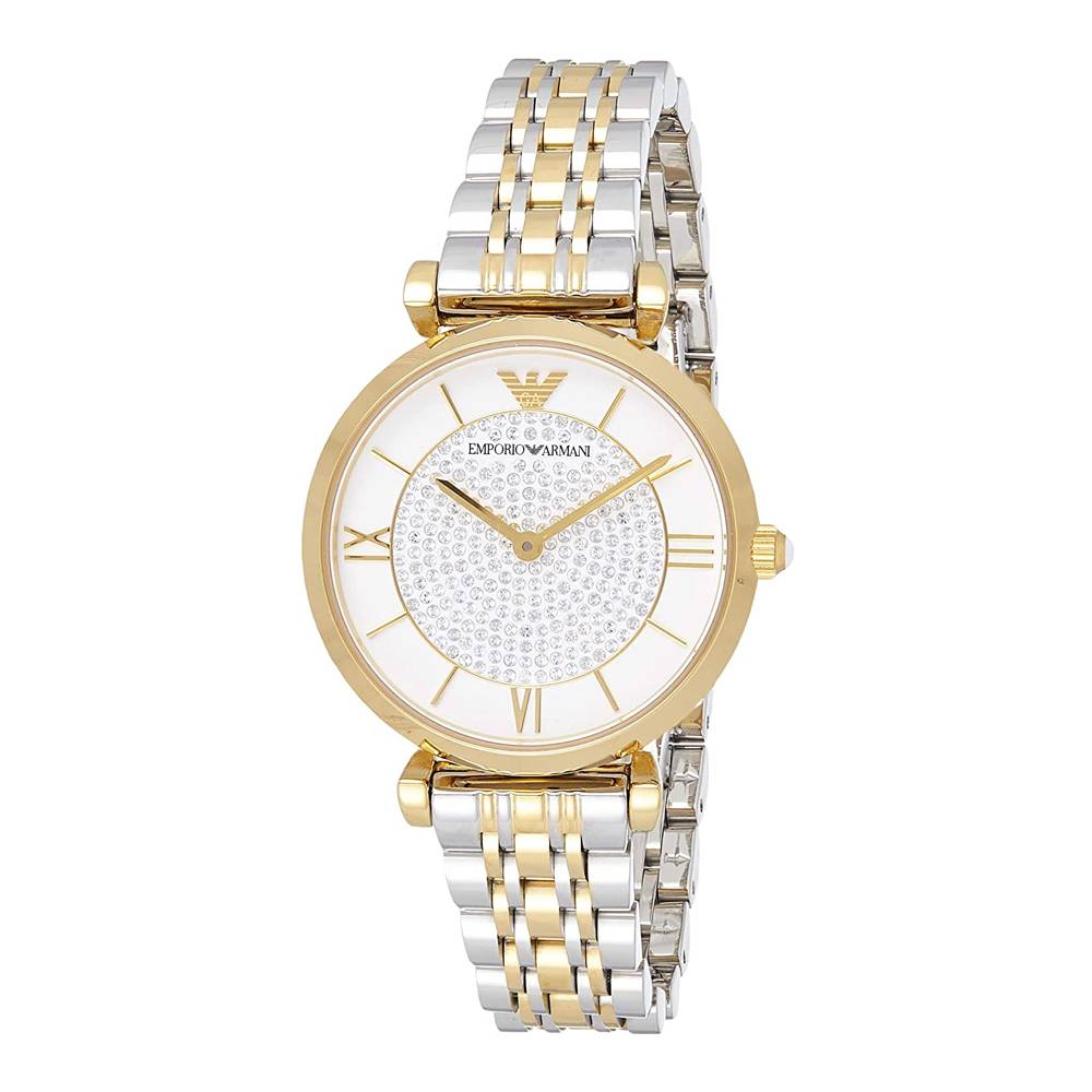 Emporio Armani Gianni T Bar White Dial Two Tone Steel Strap Watch For Women - AR8031 Buy Now By Emporio Armani