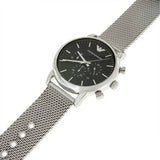 Emporio Armani Luigi Black Dial Silver Mesh Bracelet Watch For Men - AR8032 Buy Now By Emporio Armani