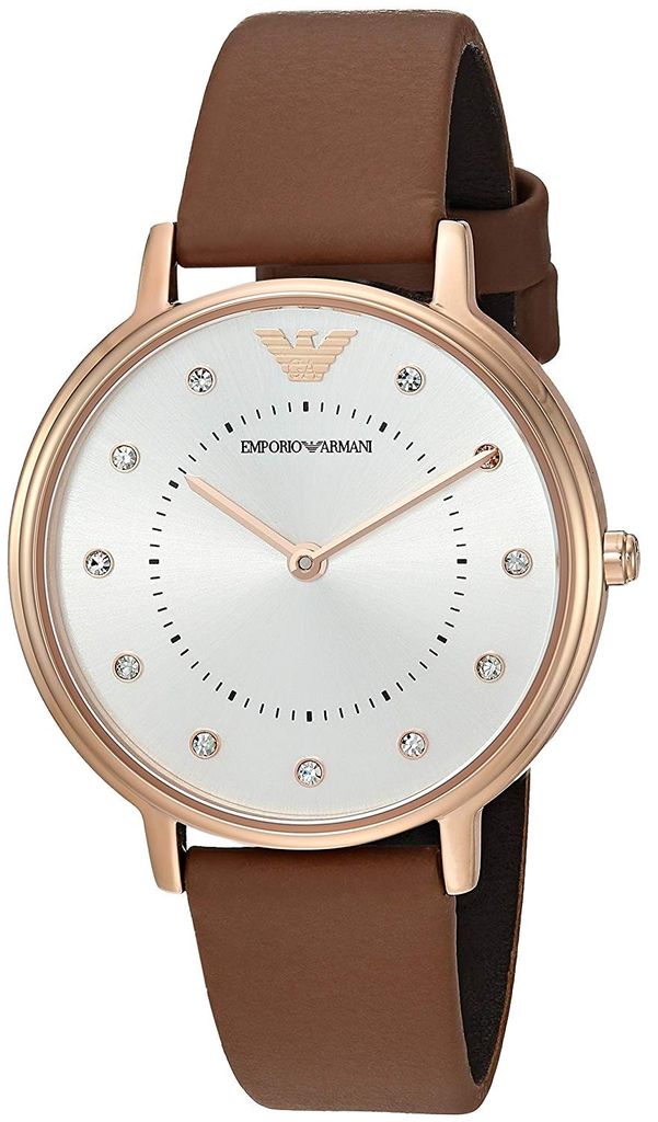 Emporio Armani Classic Analog Silver Dial Brown Leather Strap Watch For Women - AR8040 Buy Now By Emporio Armani
