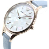 Emporio Armani Aurora Quartz Mother of Pearl White Dial Blue Leather Strap Watch For Women - AR11109 Buy Now By Emporio Armani