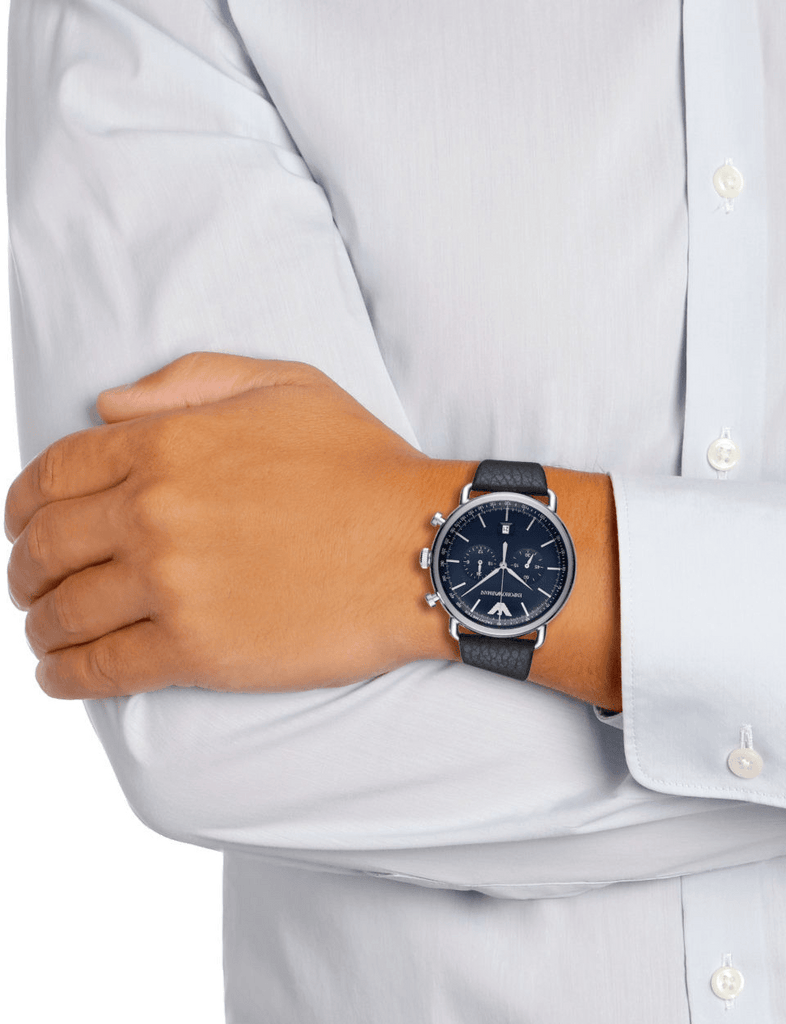 Emporio Armani Aviator Blue Dial Blue Leather Strap Watch For Men - AR11105 Buy Now By Emporio Armani