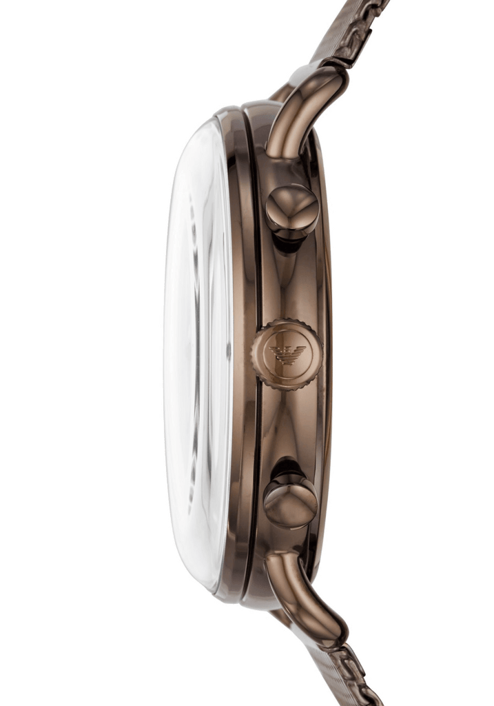 Emporio Armani Aviator Chronograph Grey Dial Brown Mesh Bracelet Watch For Men - AR11169 Buy Now By Emporio Armani