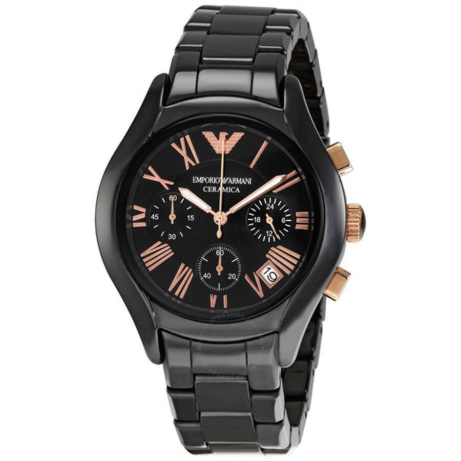Emporio Armani Chronograph Black Ceramic Stainless Steel Dial Watch For Women - AR1411 Buy Now By Emporio Armani