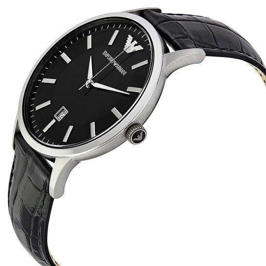 Emporio Armani Renato Black Dial Leather Strap Watch For Men - AR2411 Buy Now By Emporio Armani