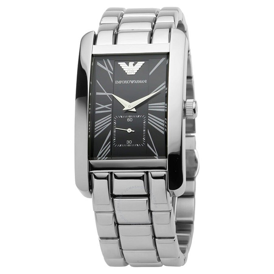 Emporio Armani Classic Black Dial Silver Stainless Steel Strap Watch For Men - AR0156 Buy Now By Emporio Armani