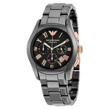 Emporio Armani Valente Ceramica Chronograph Black Dial Black Steel Strap Watch For Men - AR1410 Buy Now By Emporio Armani