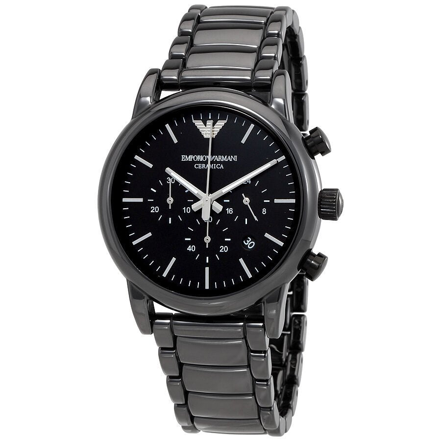 Emporio Armani Ceramica Chronograph Black Dial Black Strap Watch For Men - AR1452 Buy Now By Emporio Armani
