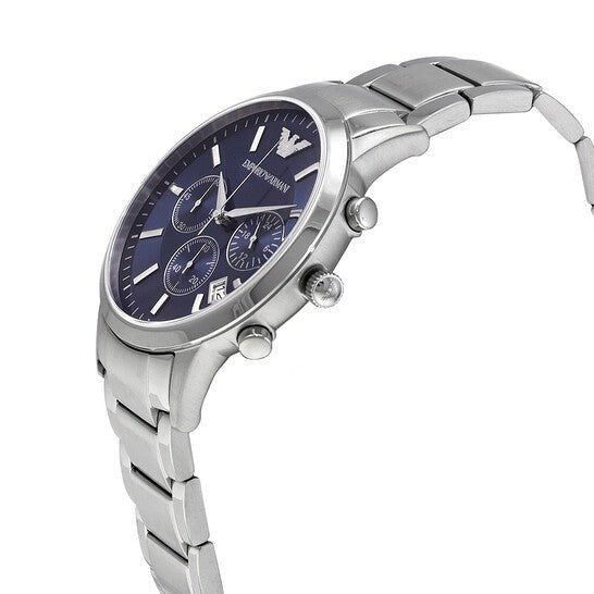 Emporio Armani Renato Chronograph Blue Dial Silver Steel Strap Watch For Men - AR2448 Buy Now By Emporio Armani