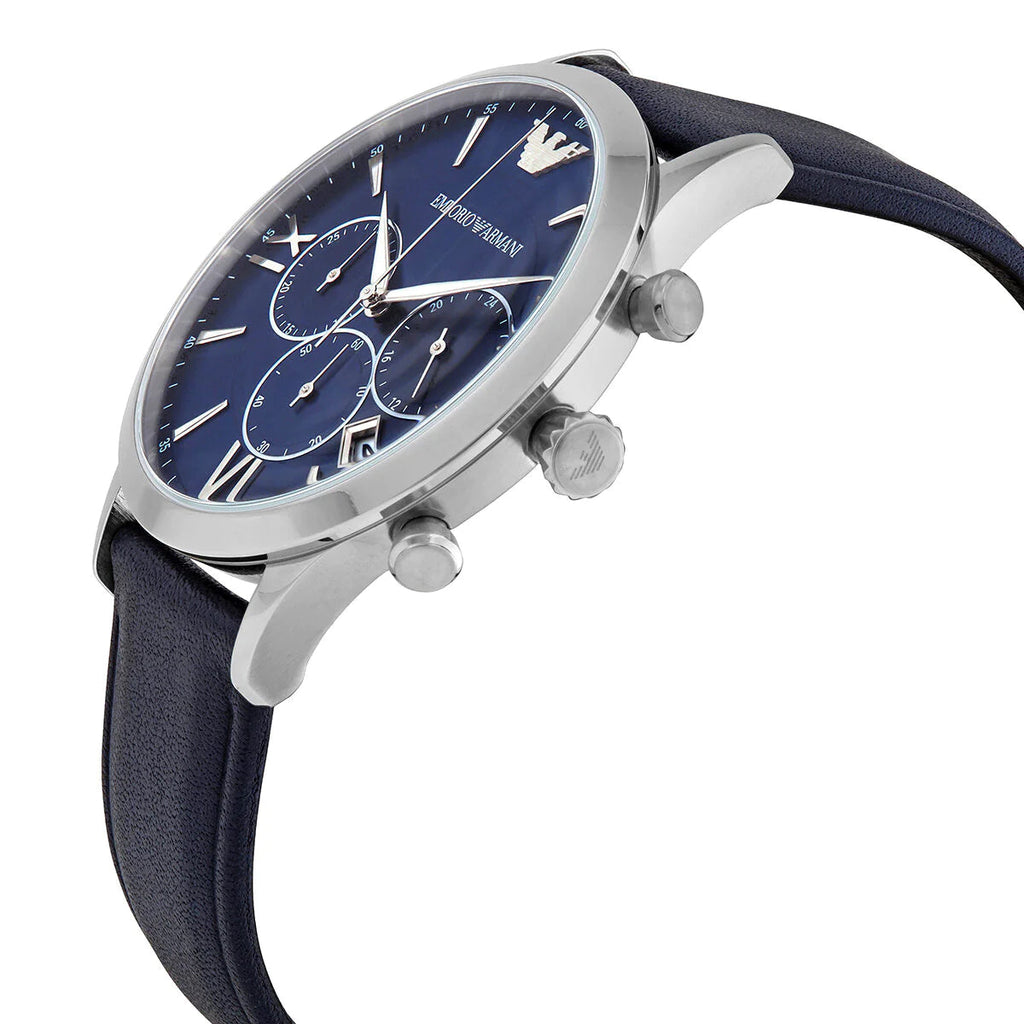 Emporio Armani Giovanni T Bar Chronograph Quartz Blue Dial Blue Leather Strap Watch For Men - AR11226 Buy Now By Emporio Armani