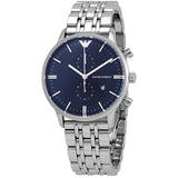 Emporio Armani Gianni Chronograph Blue Dial Silver Steel Strap Watch For Men - AR80013 Buy Now By Emporio Armani