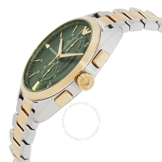 Emporio Armani Claudio Chronograph Green Dial Two Tone Steel Strap Watch For Women - AR11511 Buy Now By Emporio Armani