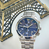 Emporio Armani Chronograph Blue Dial Silver Steel Strap Watch For Men - AR11528