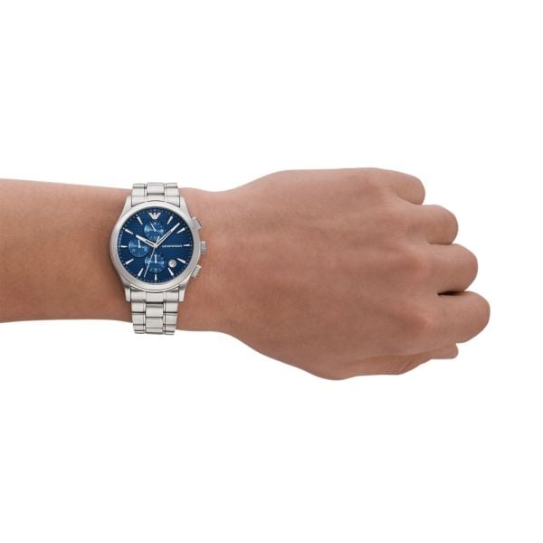 Emporio Armani Chronograph Blue Dial Silver Steel Strap Watch For Men - AR11528 Buy Now By Emporio Armani