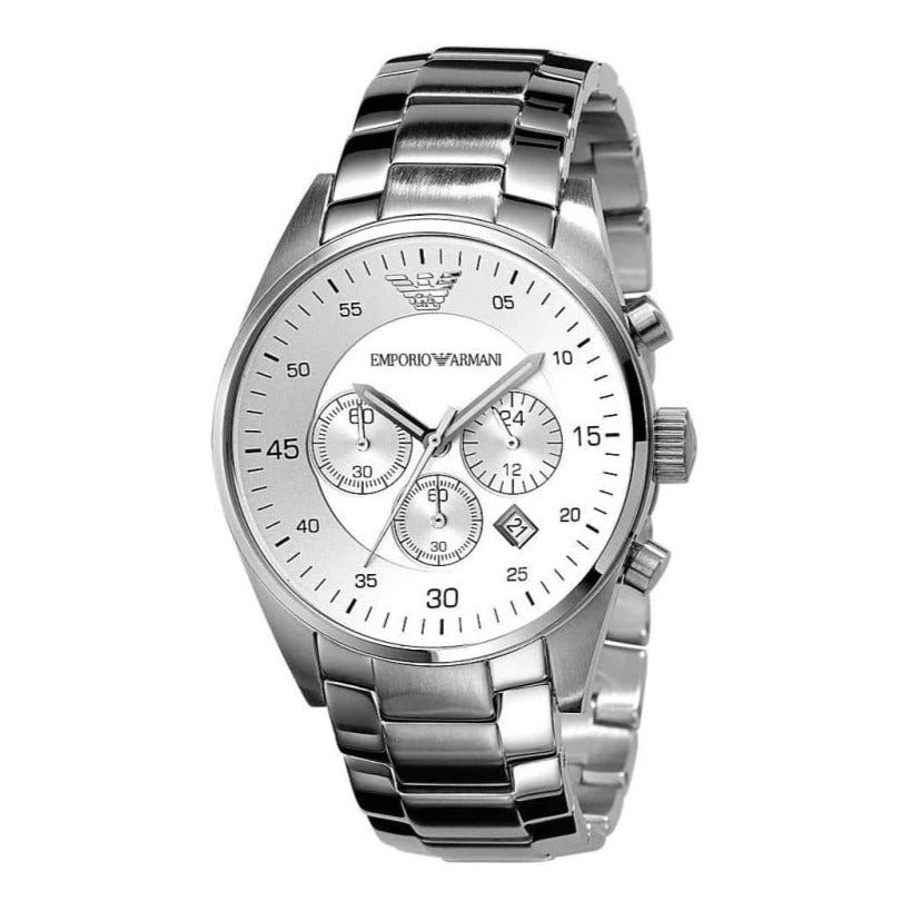 Emporio Armani Sportivo Chronograph Silver Dial Silver Steel Strap Watch For Men - AR5963 Buy Now By Emporio Armani