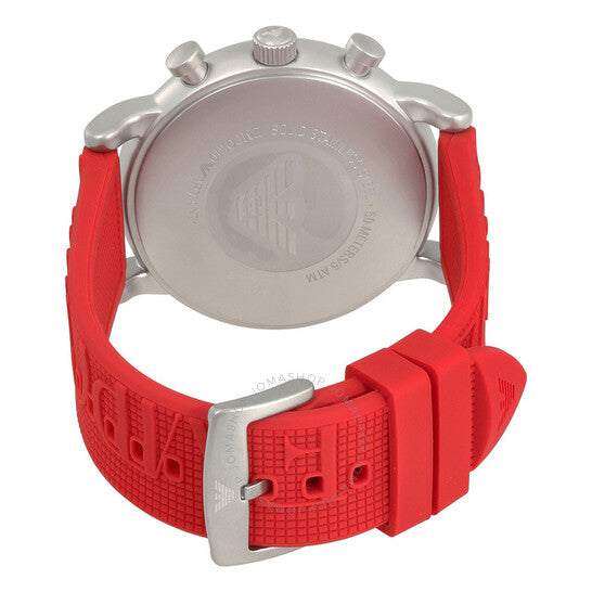 Emporio Armani Luigi Chronograph White Dial Red Rubber Strap Watch For Men - AR11021 Buy Now By Emporio Armani