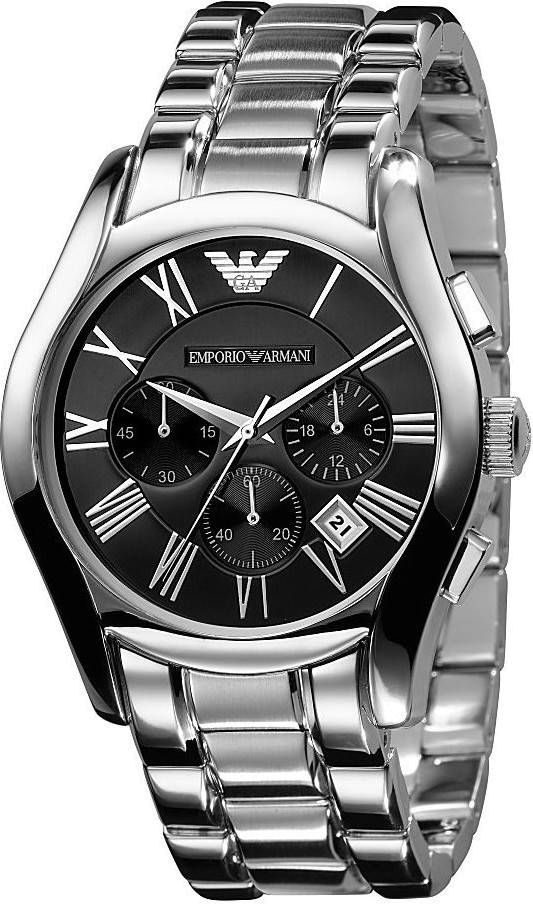 Emporio Armani Valente Chronograph Black Dial Silver Stainless Steel Watch For Men - AR0673 Buy Now By Emporio Armani