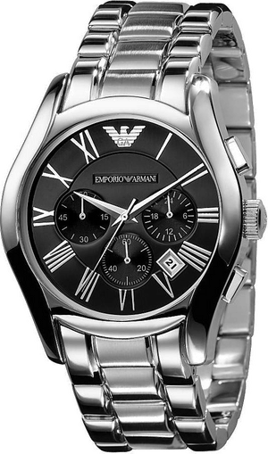 Emporio Armani Valente Chronograph Black Dial Silver Stainless Steel Watch For Men - AR0673 Buy Now By Emporio Armani